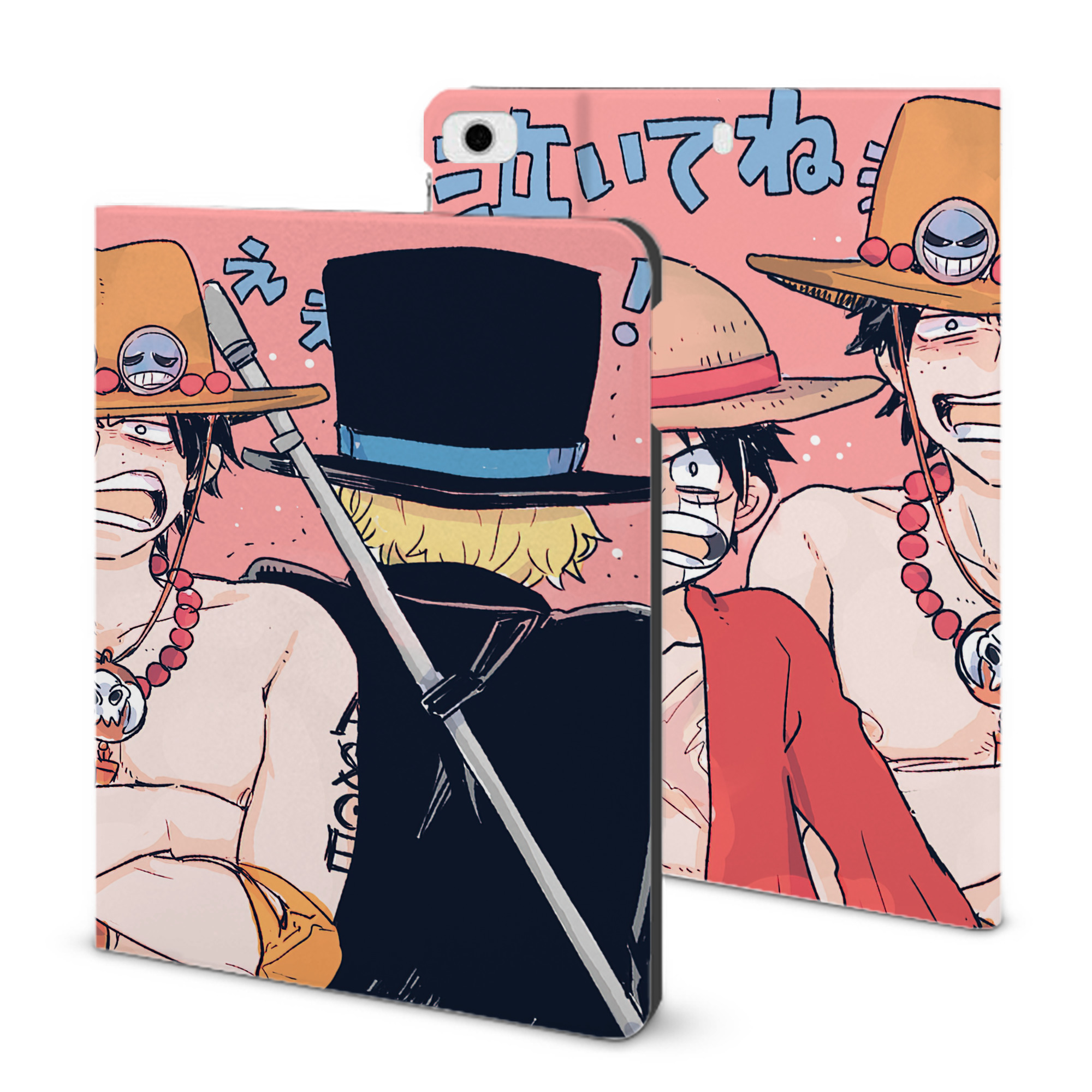 ワンピース ONE PIECE IPad ケース ブック型 PUレザー TPU 耐衝撃 軽量 薄型 ペン収納なし 全面保護 IPad 各モデル対応